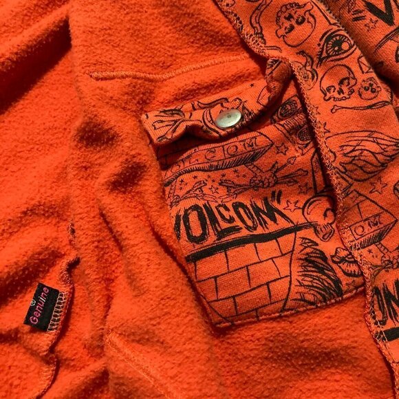 Vintage Volcom Ryan Sheckler Orange All Over Print Monster Hoodie S Small - Picture 9 of 12